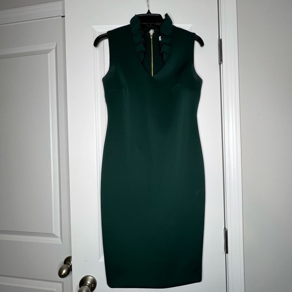 Calvin Klein Ruffle Neck Sheath Dress